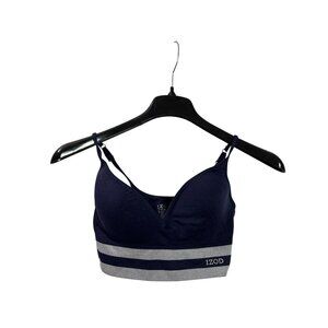 Izod Womens Navy Gray Striped Nylon Spandex Sports Bra Size L